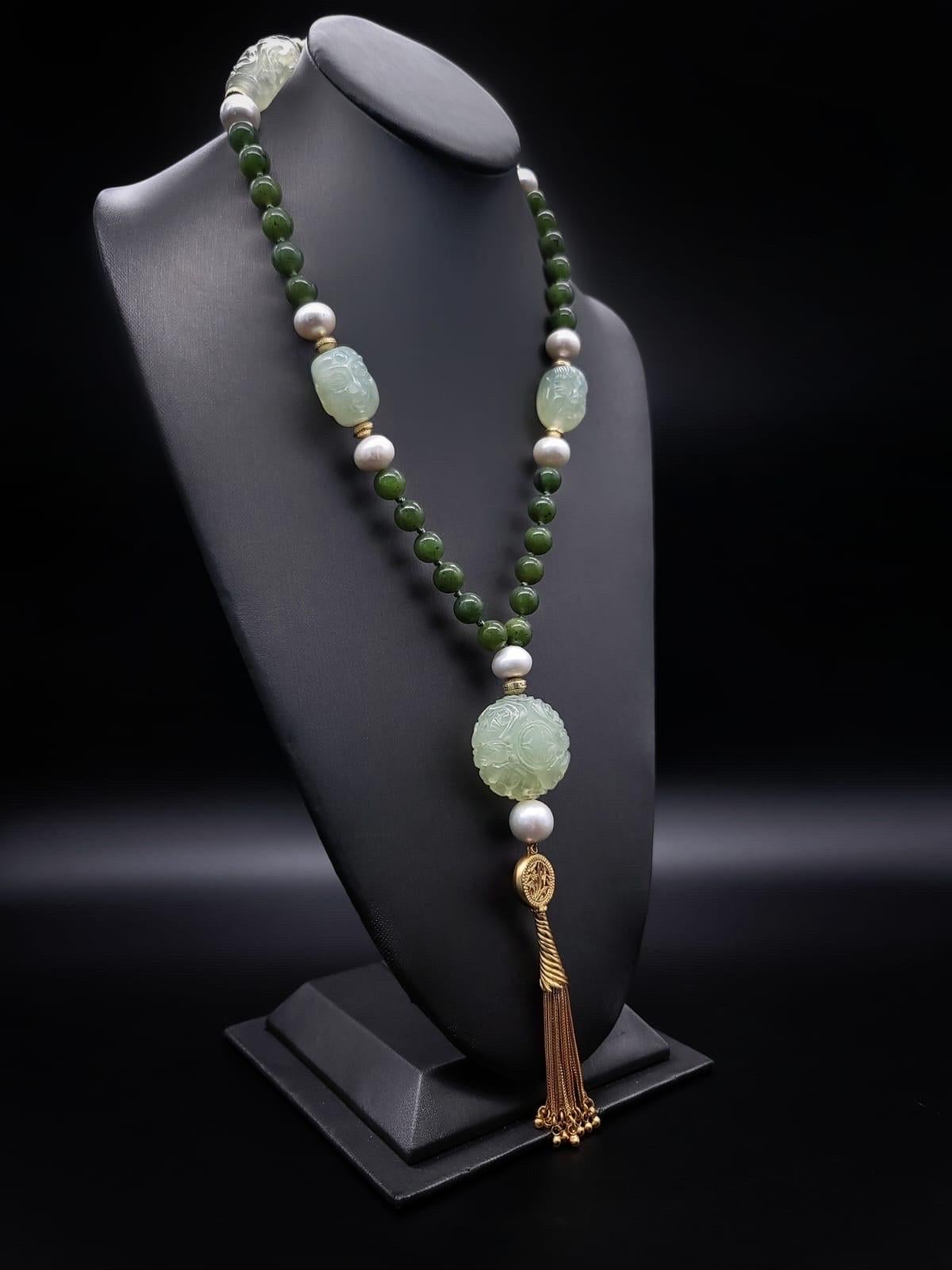 A.Jeschel The Luxe Long Jade and Pearls necklace. 11