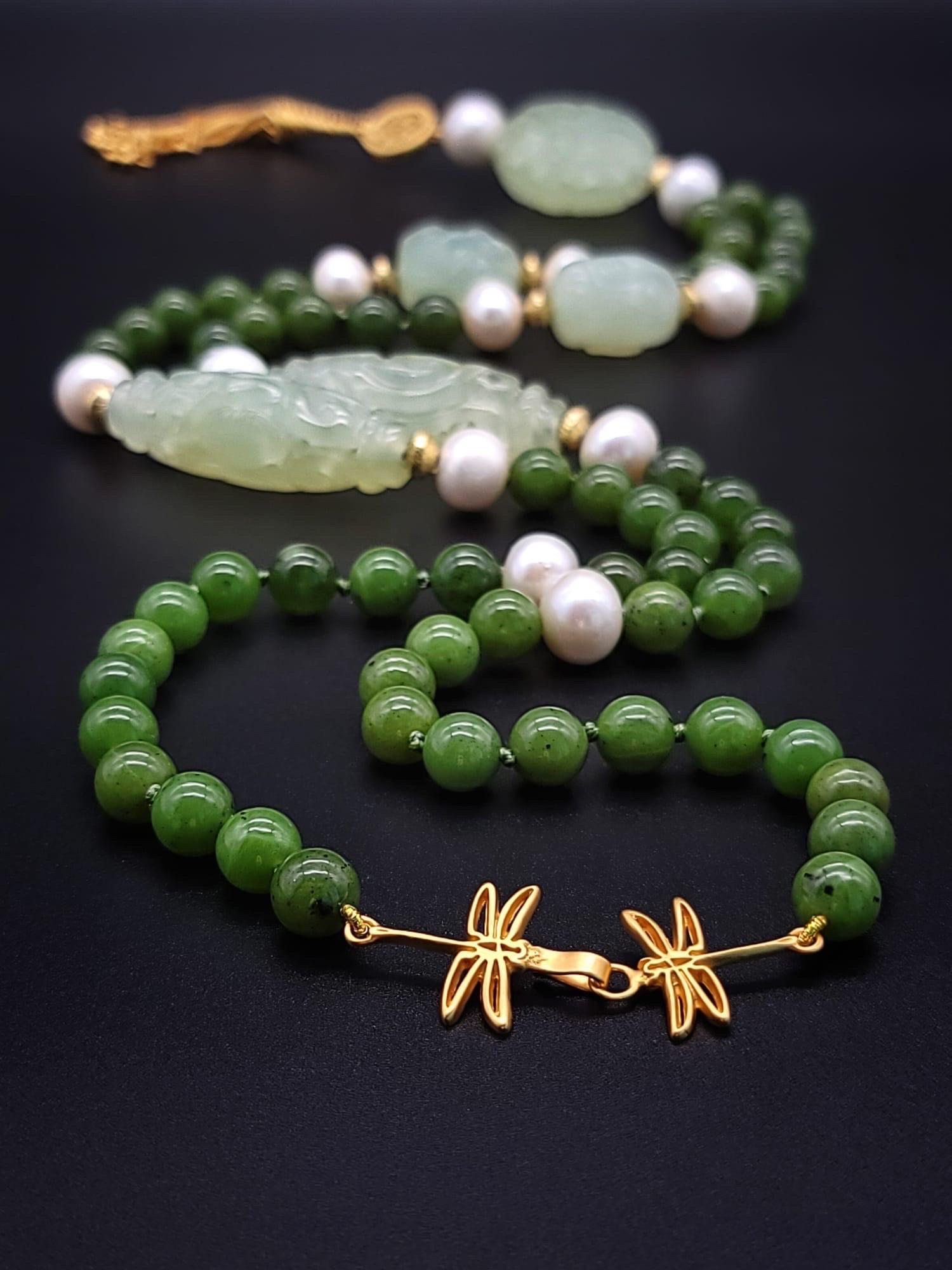 A.Jeschel The Luxe Long Jade and Pearls necklace. 13