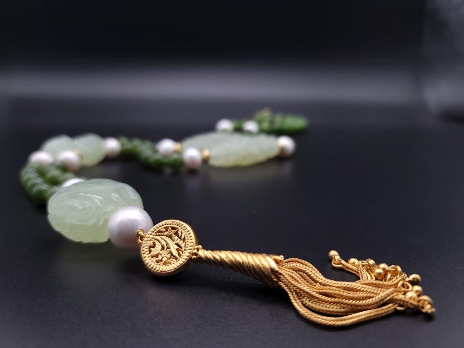 Bead A.Jeschel The Luxe Long Jade and Pearls necklace.