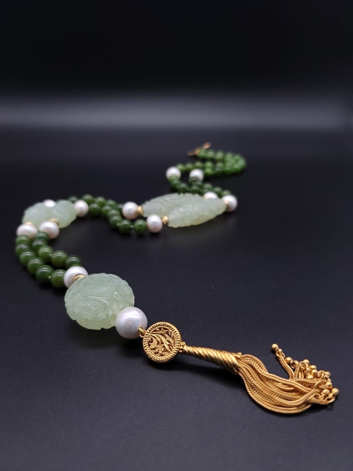 A.Jeschel The Luxe Long Jade and Pearls necklace. 1