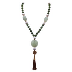 A.Jeschel The Luxe Long Jade and Pearls necklace.