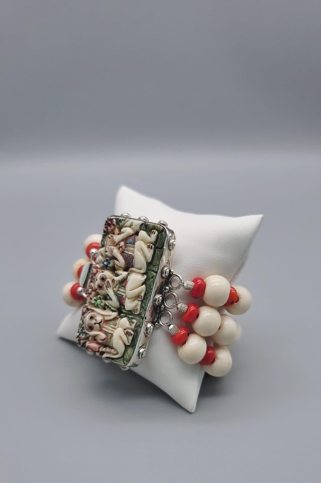 Contemporary A.Jeschel Three wise monkeys bracelet For Sale