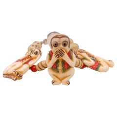 A.Jeschel Three Wise Monkeys carved bone Bracelet