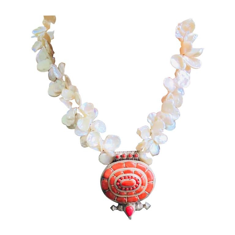 A.Jeschel Tibetan Ghau Box Prayer double strand Freshwater Pearl For Sale