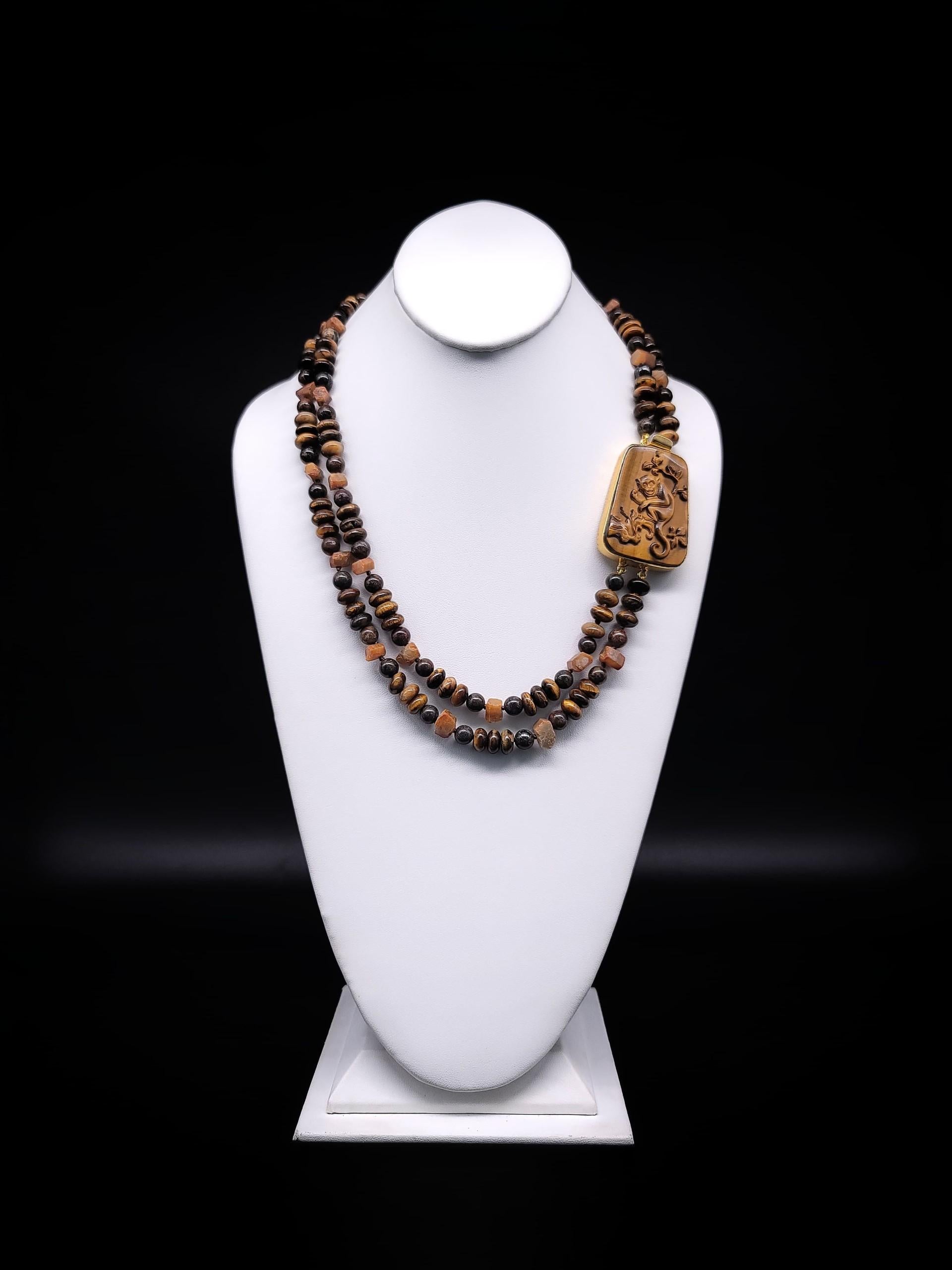 A.Jeschel Tiger’s Eye mixed with Yellow Madagascar Sapphire necklace For Sale 1