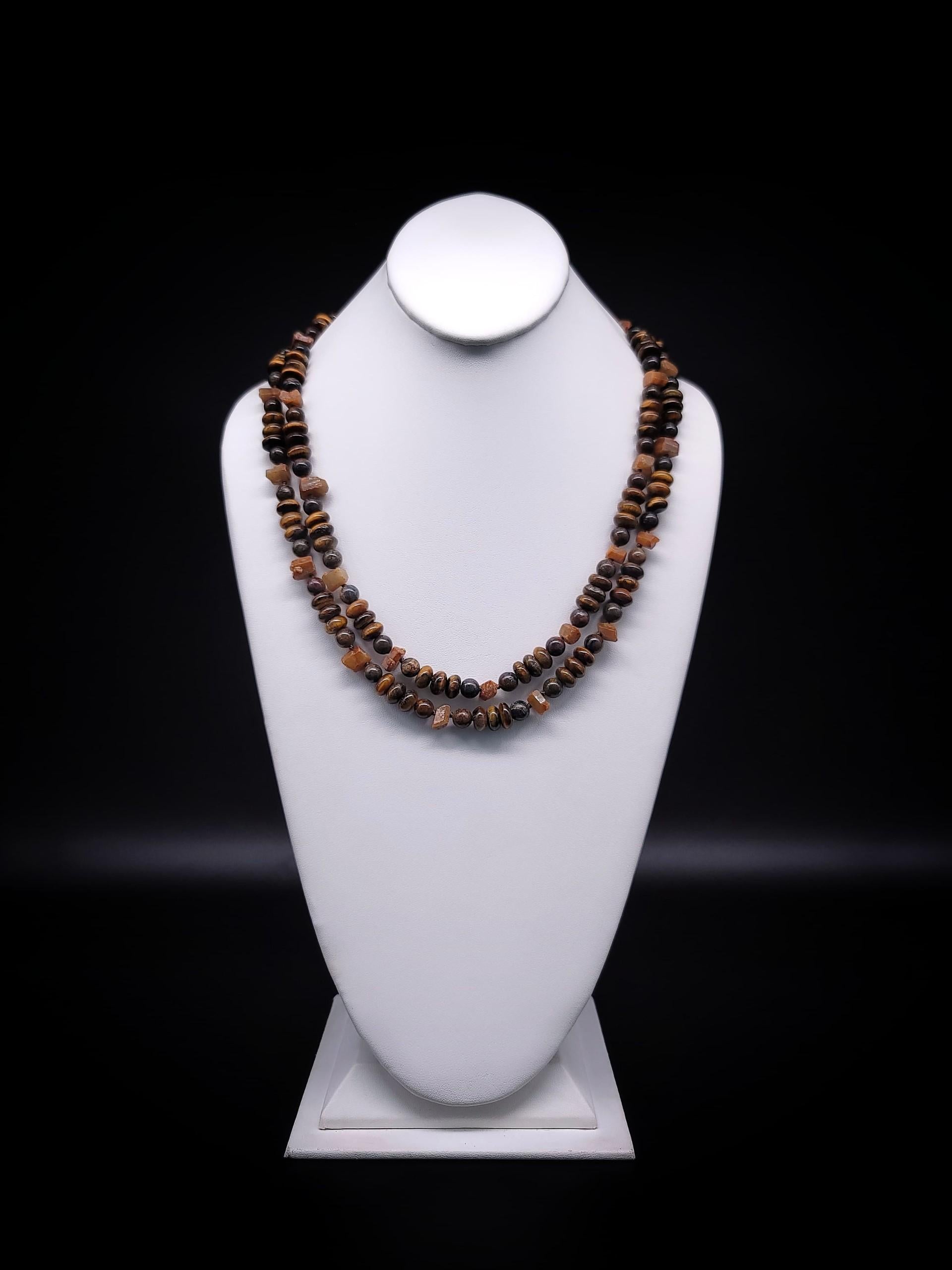 A.Jeschel Tiger’s Eye mixed with Yellow Madagascar Sapphire necklace For Sale 2