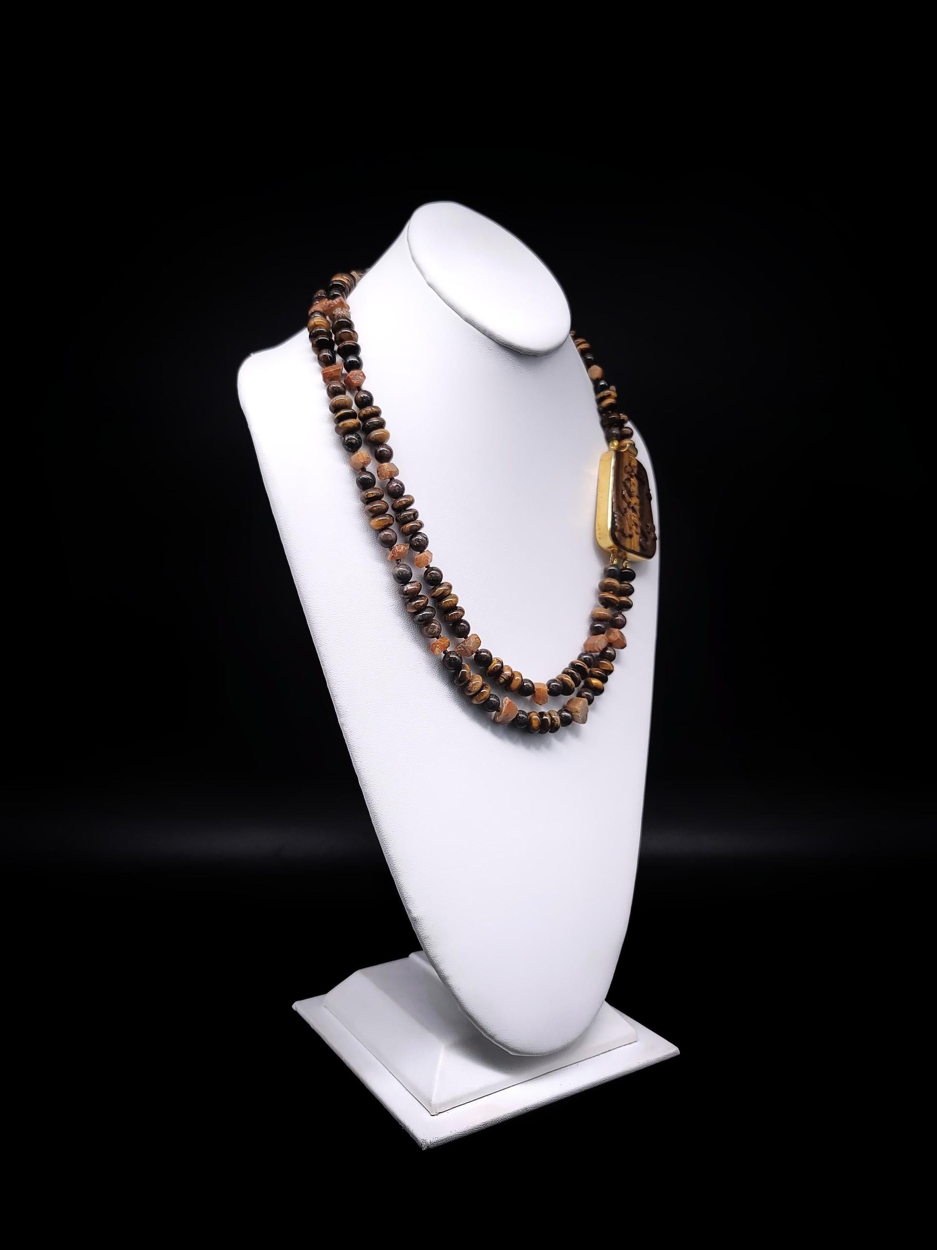 A.Jeschel Tiger’s Eye mixed with Yellow Madagascar Sapphire necklace For Sale 4