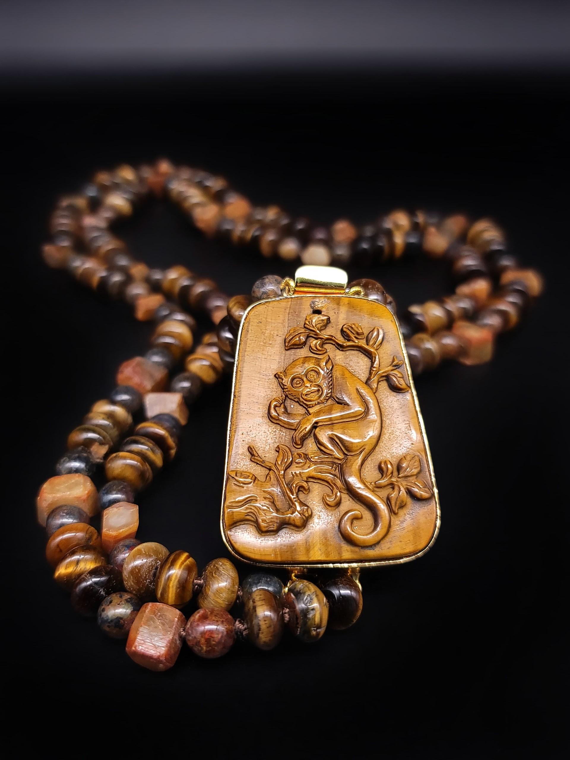 A.Jeschel Tiger’s Eye mixed with Yellow Madagascar Sapphire necklace In New Condition For Sale In Miami, FL