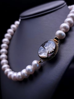 A.Jeschel Timeless and elegant Freshwater Pearl and vintage Cameo necklace.