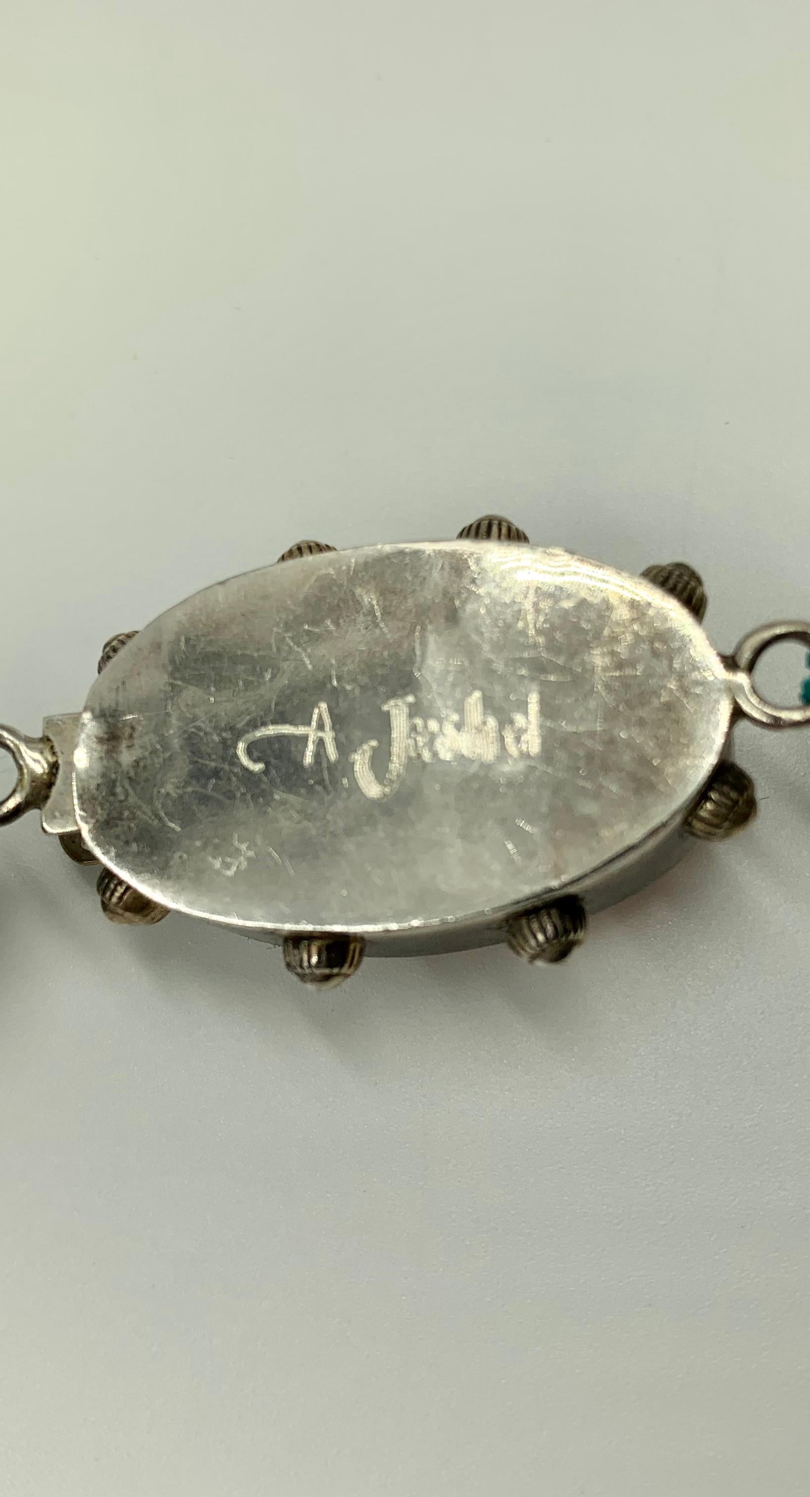 A.Jeschel Türkis-Spiny-Muschel-Statement-Halskette aus Sterlingsilber im Zustand „Gut“ im Angebot in New York, NY
