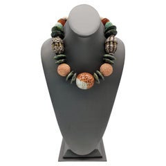 A.Jeschel Unique beads Amber and Chinese Jade bold necklace 