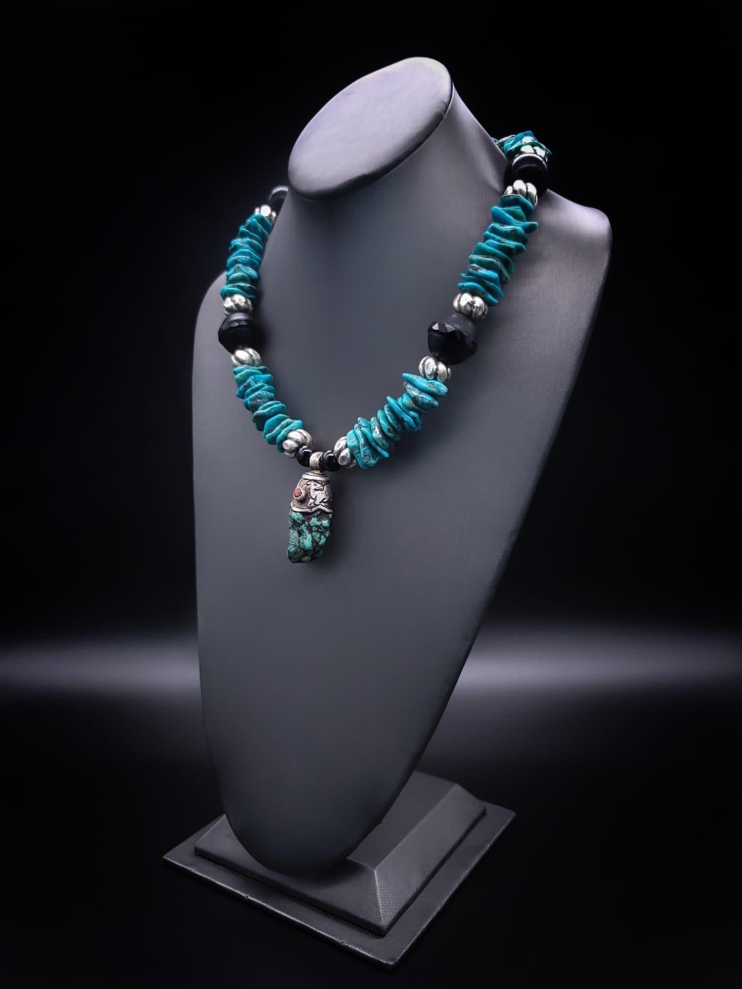 A.Jeschel Unisex Turquoise Pendant Necklace For Sale 6
