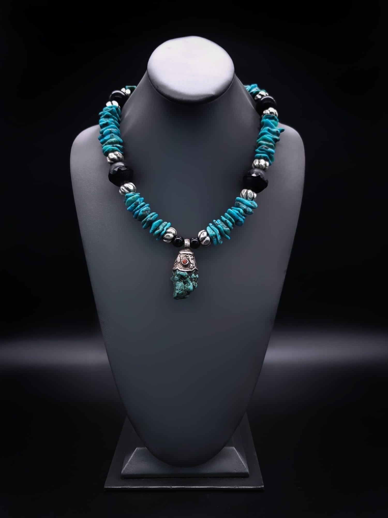 A.Jeschel Unisex Turquoise Pendant Necklace For Sale 7