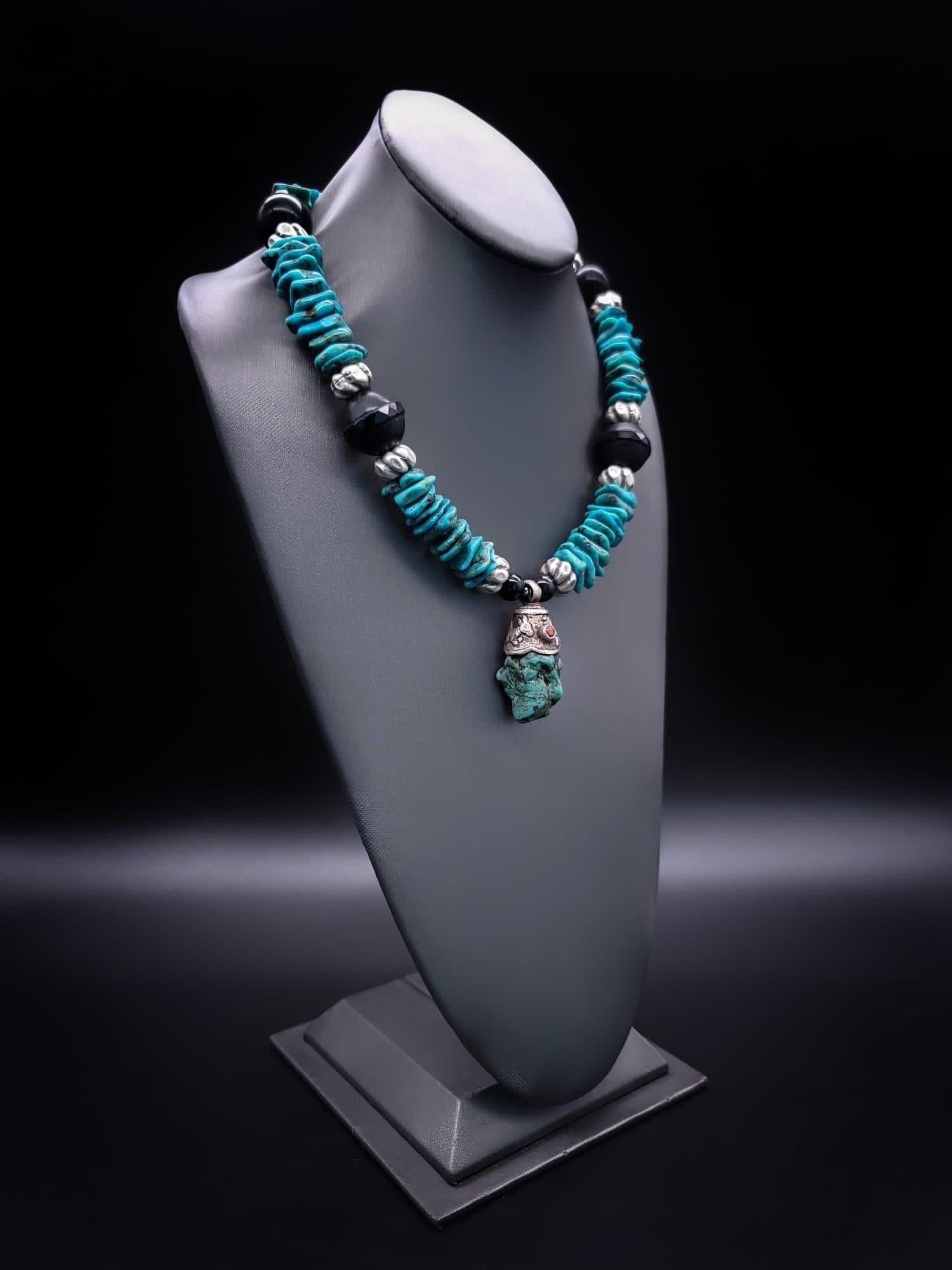 A.Jeschel Unisex Turquoise Pendant Necklace For Sale 9