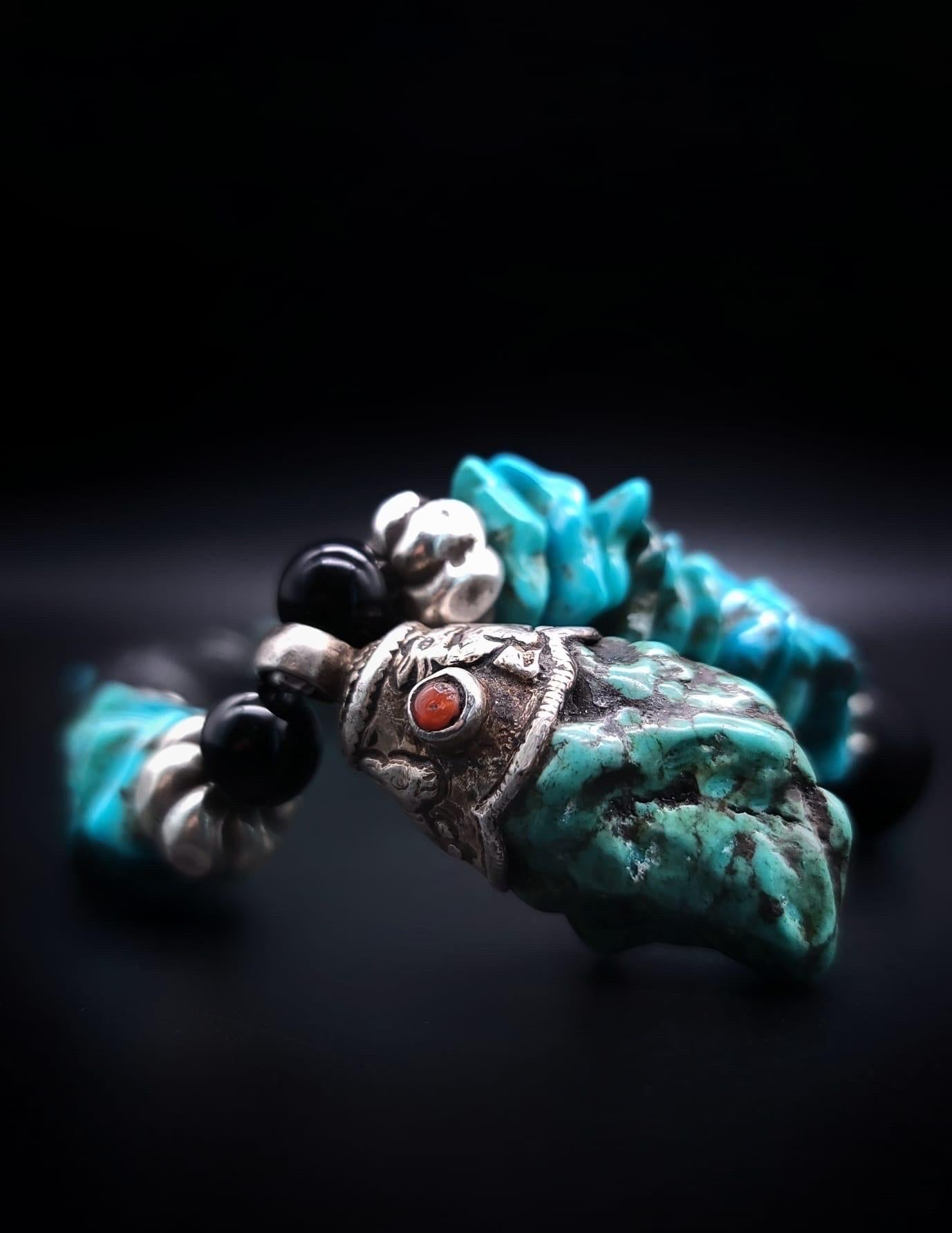 A.Jeschel Unisex Turquoise Pendant Necklace For Sale 1