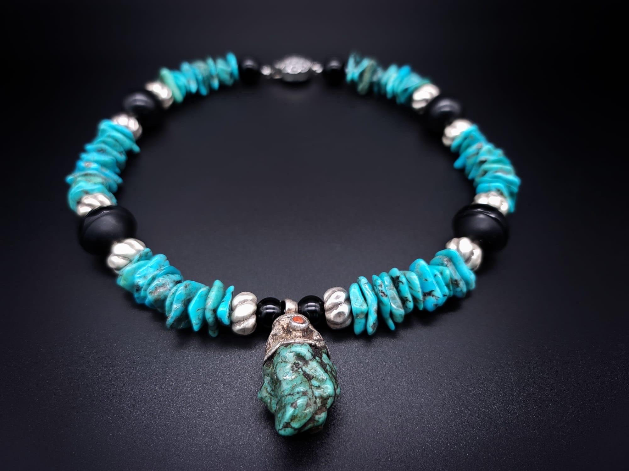 A.Jeschel Unisex Turquoise Pendant Necklace For Sale 2