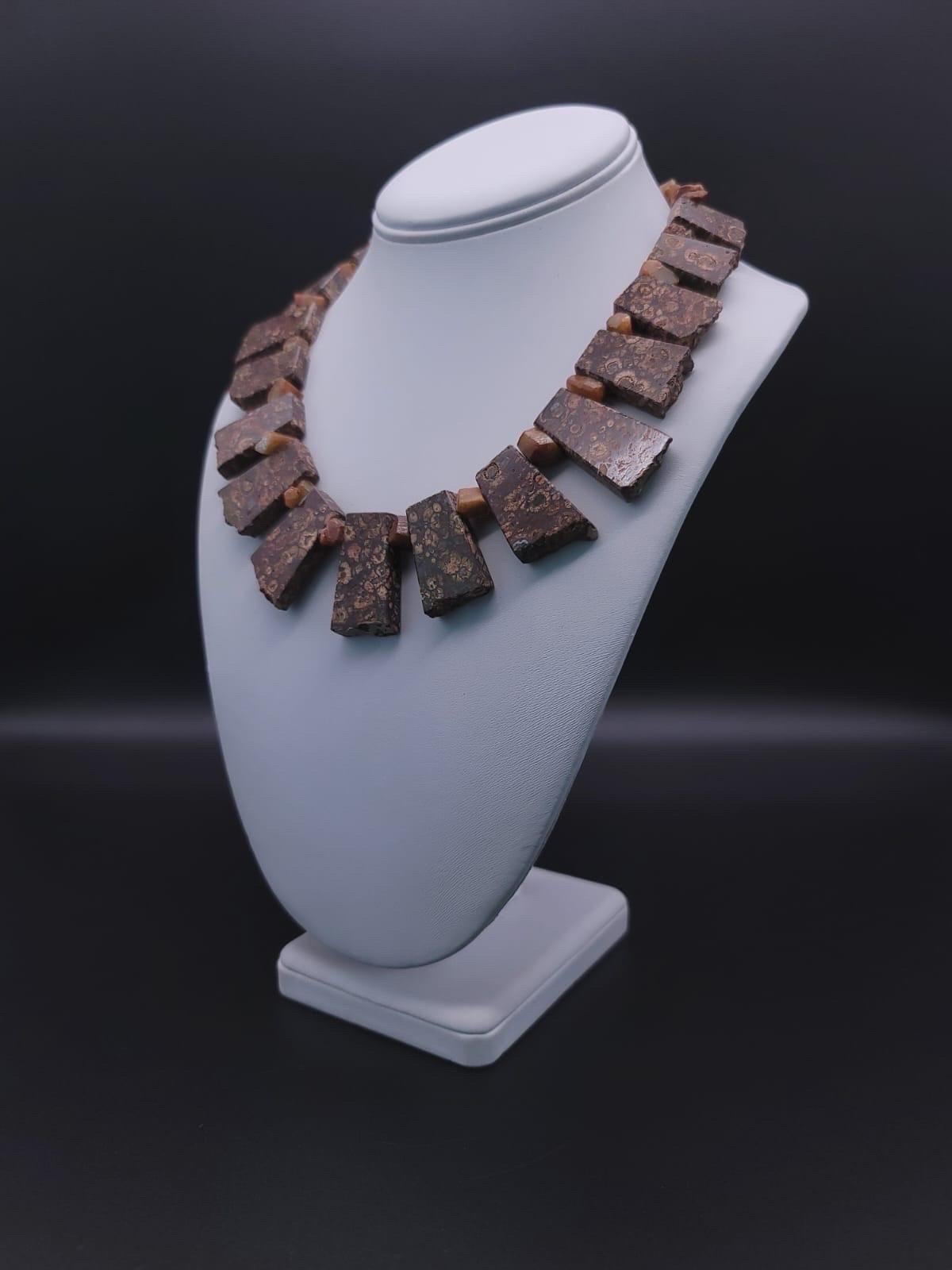 Contemporary A.Jeschel  Unusual Mexican Jasper plates necklace For Sale
