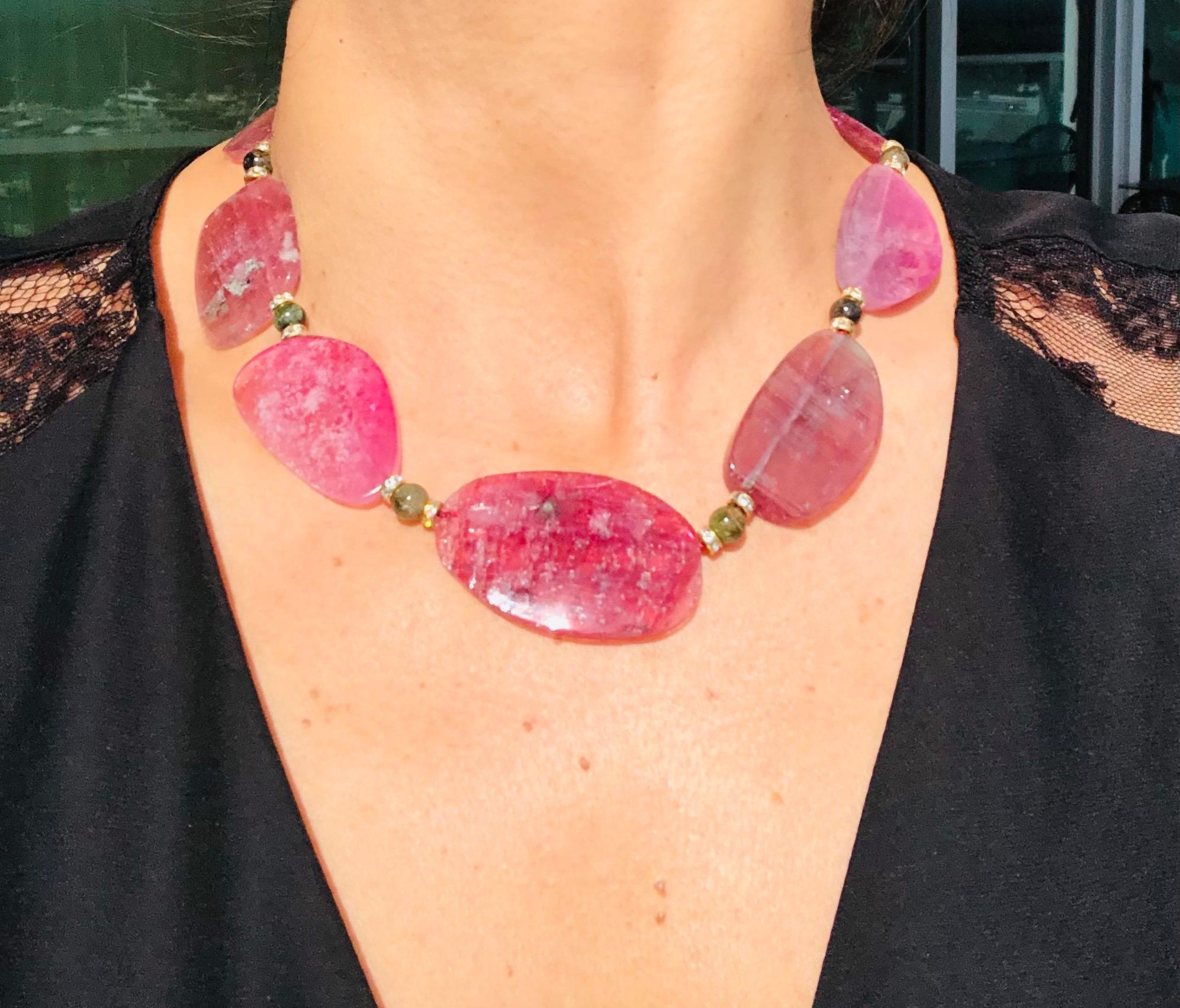 Contemporary A.Jeschel sliced Pink Tourmaline Necklace. For Sale