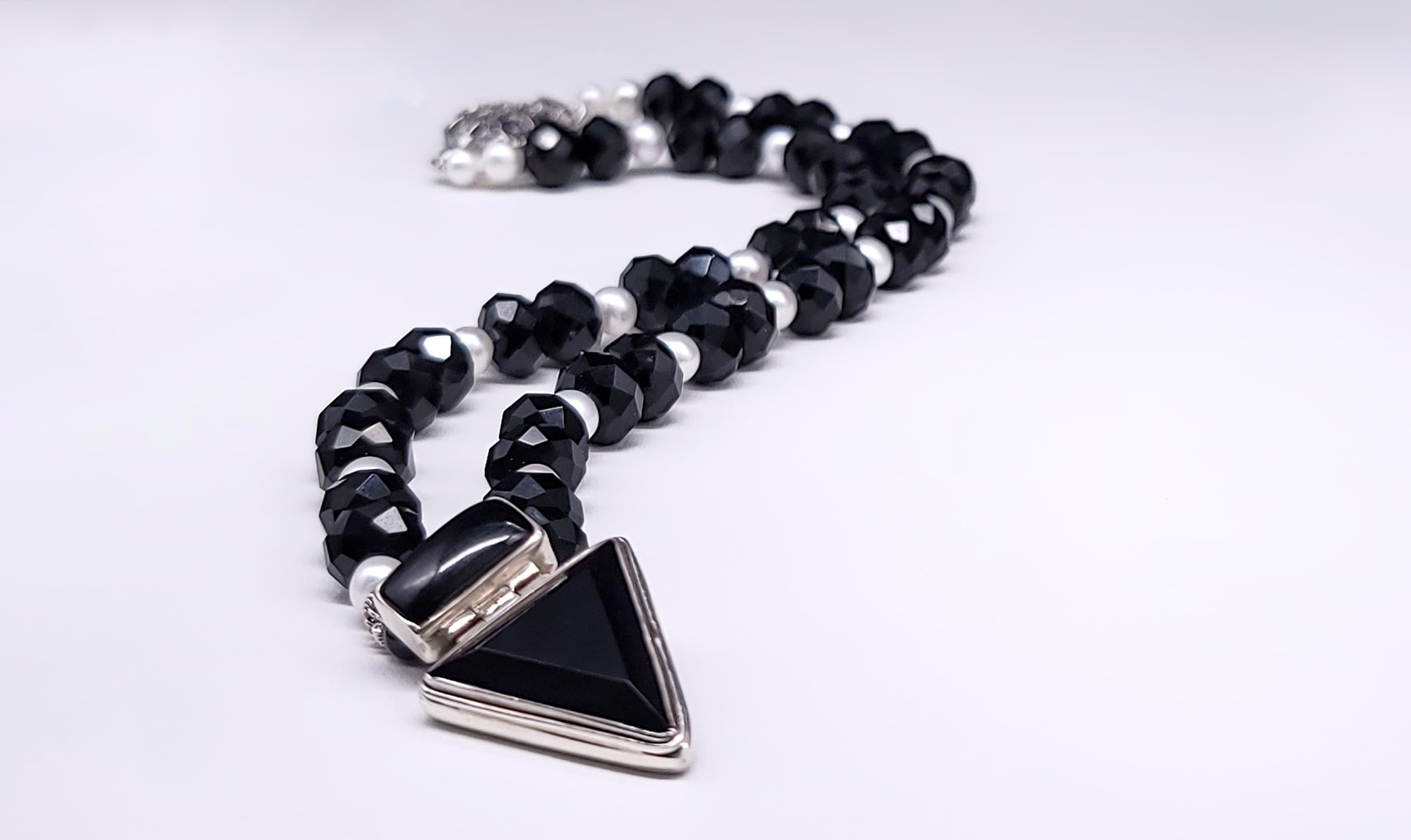 Women's or Men's A.Jeschel Versatile and elegant Onyx pendant necklace.