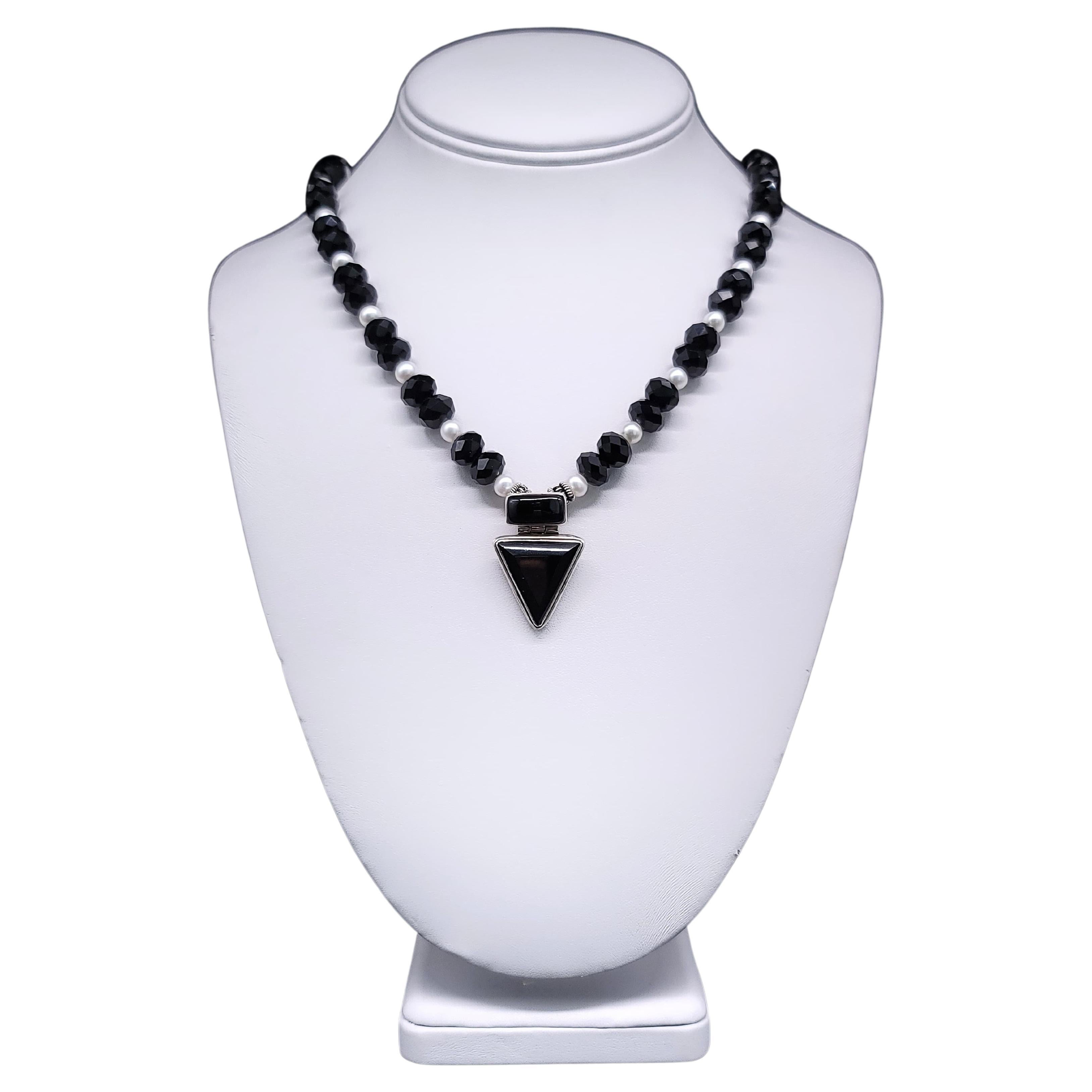 A.Jeschel Versatile and elegant Onyx pendant necklace.