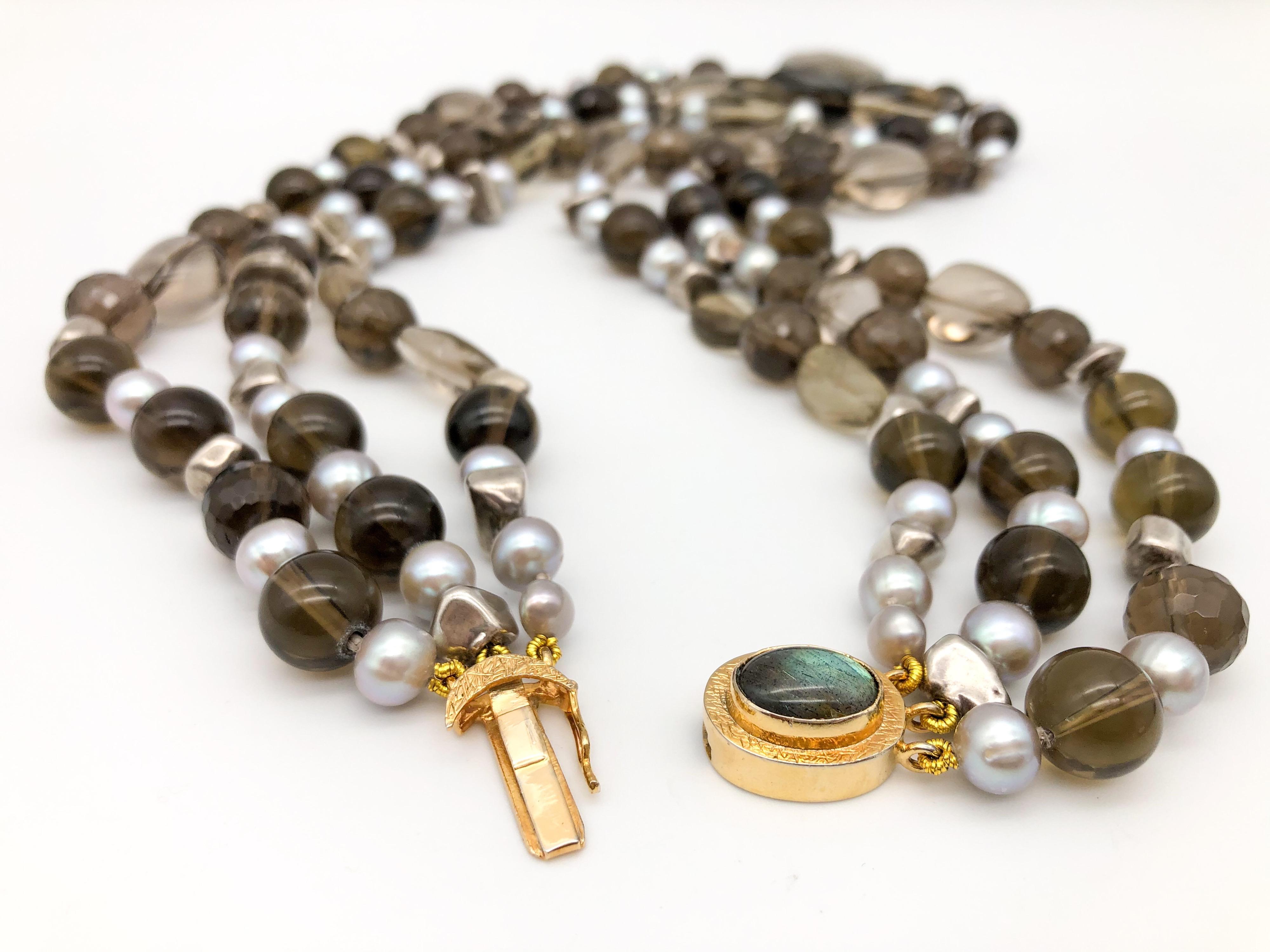 A.jeschel Whiskey Quartz and freshwater Pearl necklace For Sale 5