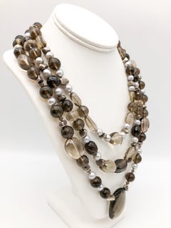 A.jeschel Whiskey Quartz and freshwater Pearl necklace