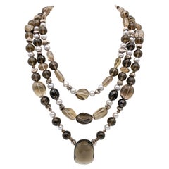 A.jeschel Whiskey Quartz and freshwater Pearl necklace