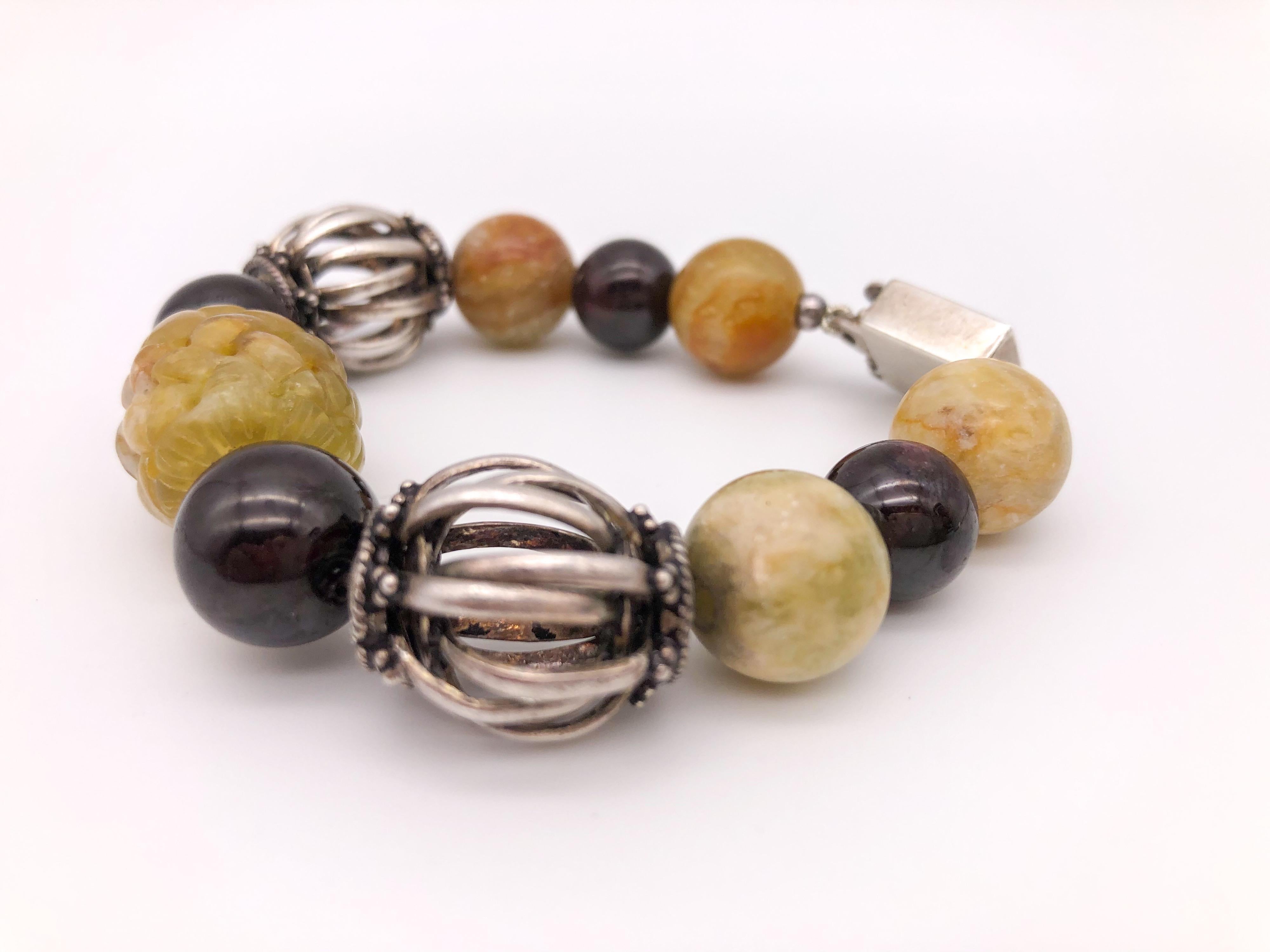 Bracciale A.Jeschel in giada gialla e granato in vendita 2
