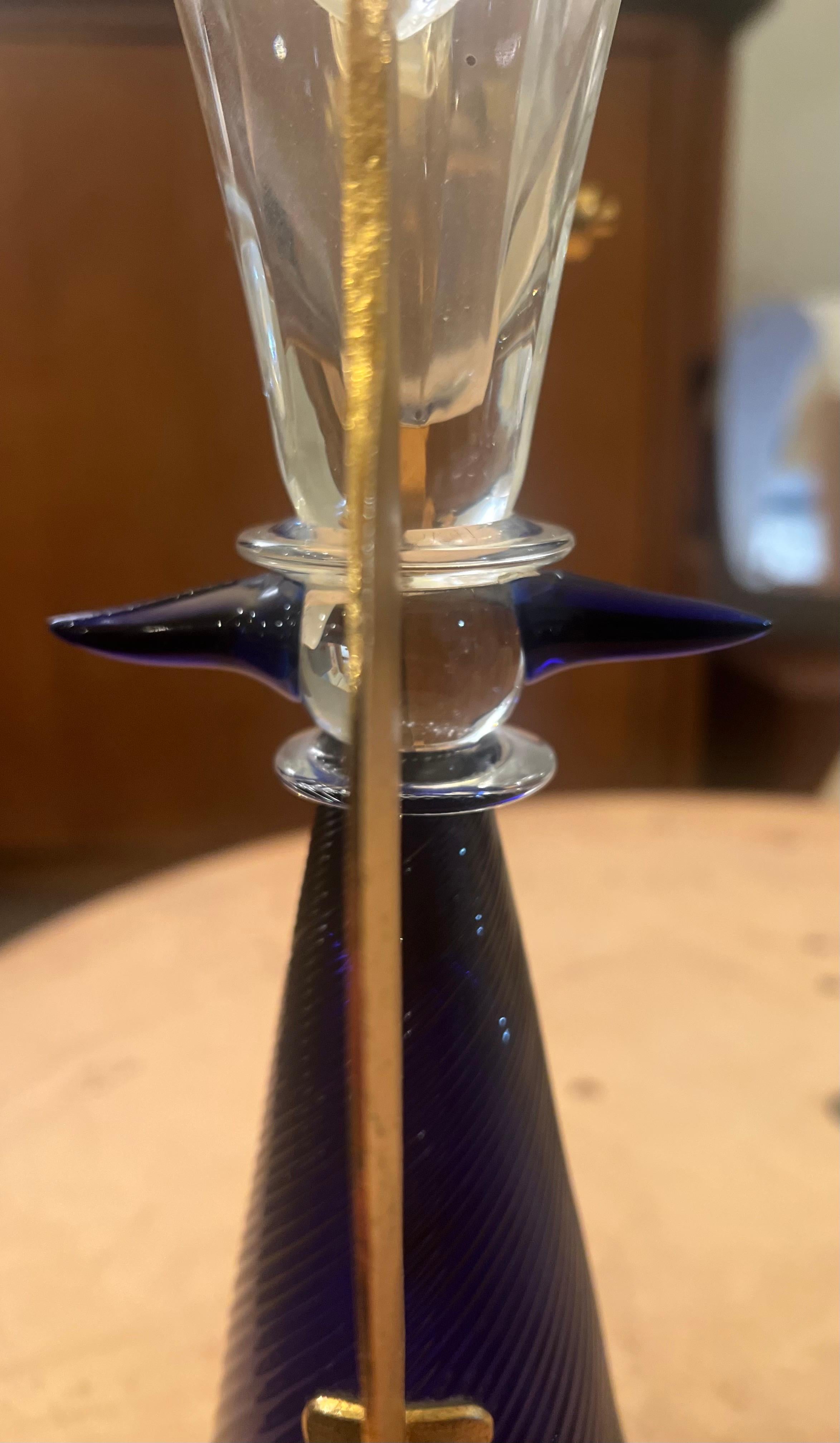 Metallo Vaso in vetro Ajeto di Borek Sipek per Driade in metallo placcato oro 1989 Cecoslovacchia in vendita