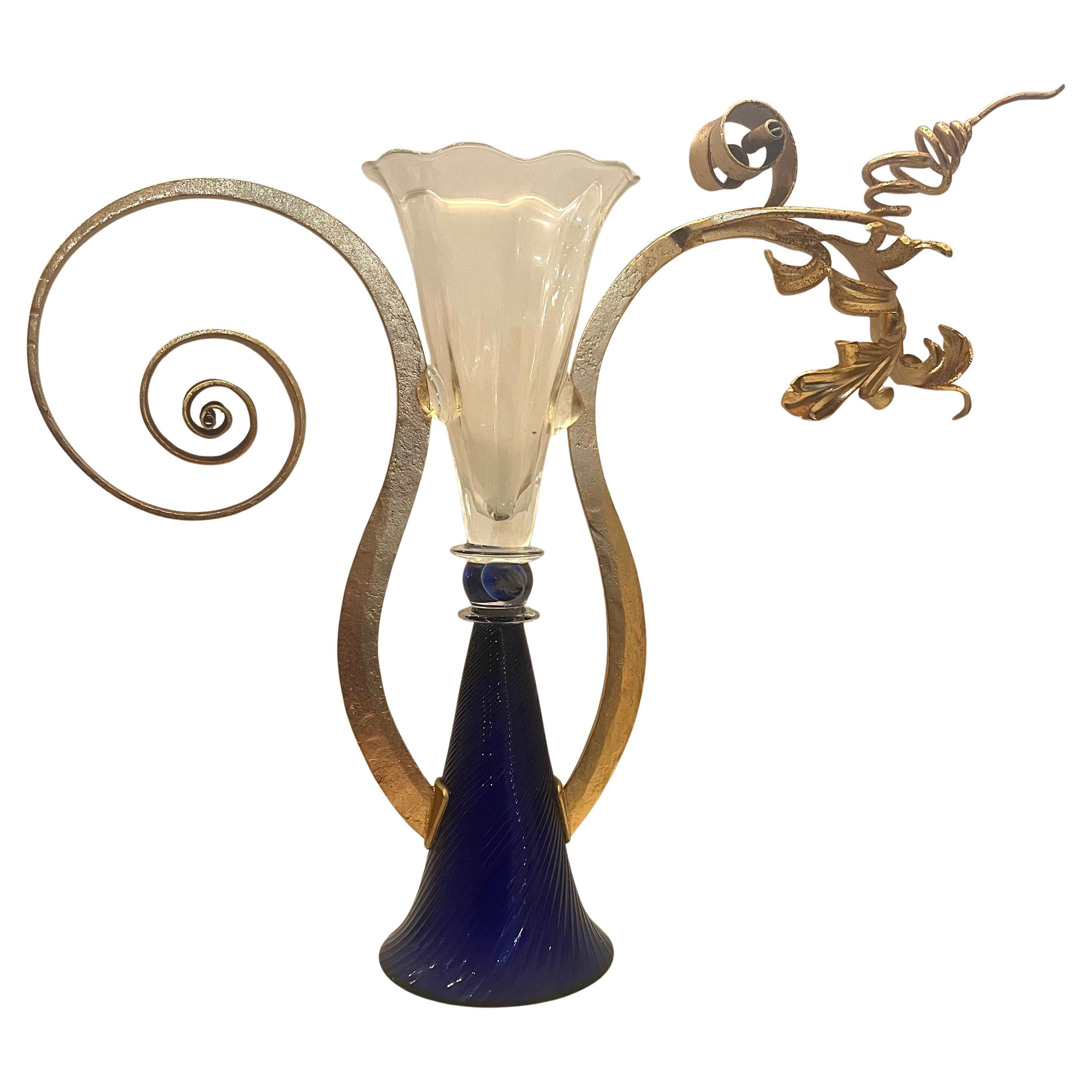 Ajeto Glass Vase by Borek Sipek for Driade Gold Plated Metal 1989 Czechoslovakia
