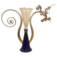 Vase en verre Ajeto de Borek Sipek pour Driade en métal plaqué or 1989 Tchécoslovaquie