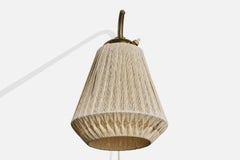 AJH, Wall Light, Brass, Fabric, Sweden, 1950s