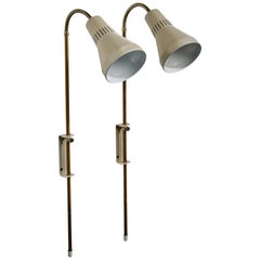 AJH, Wandleuchten, Messing, Metall, Schweden, 1950er Jahre
