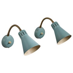 AJH, Wall Lights, Metal, Brass, Sweden, 1950s