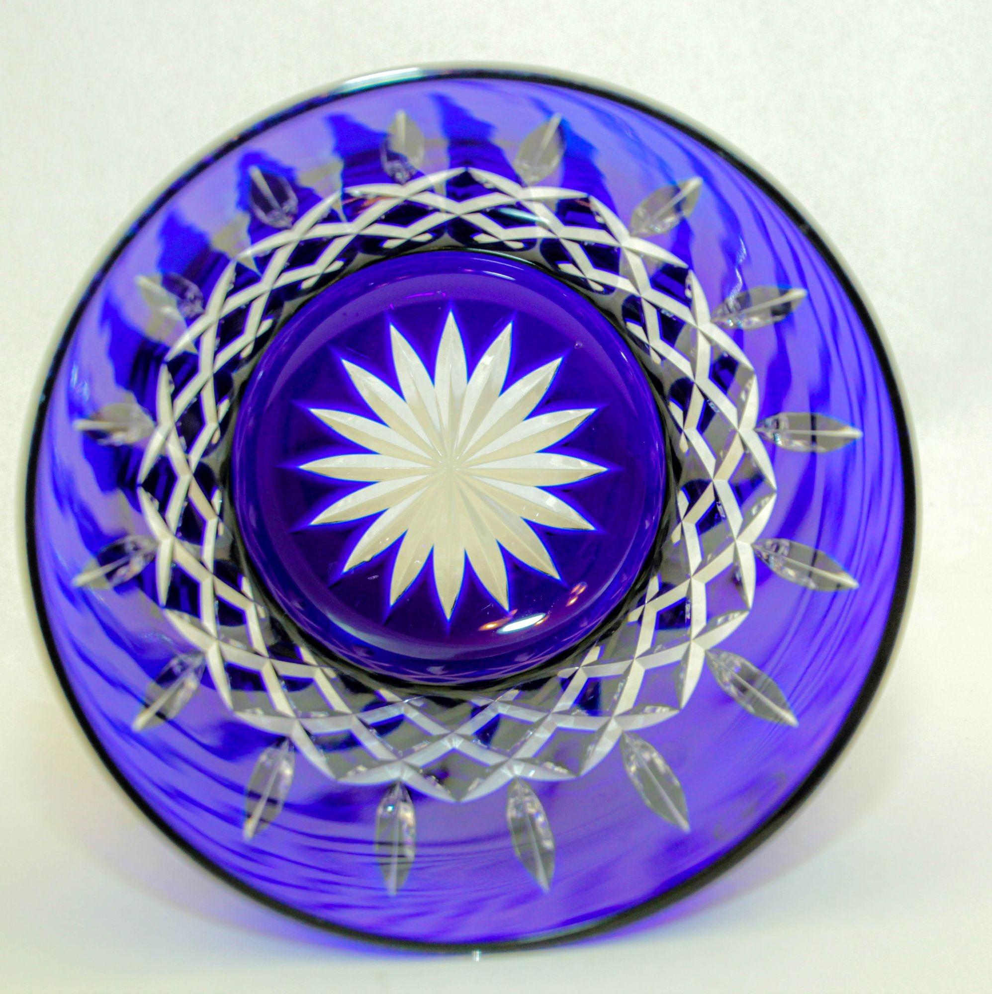 Cubitera de cristal azul cobalto Ajka Arabella Barware 1960 en venta 2