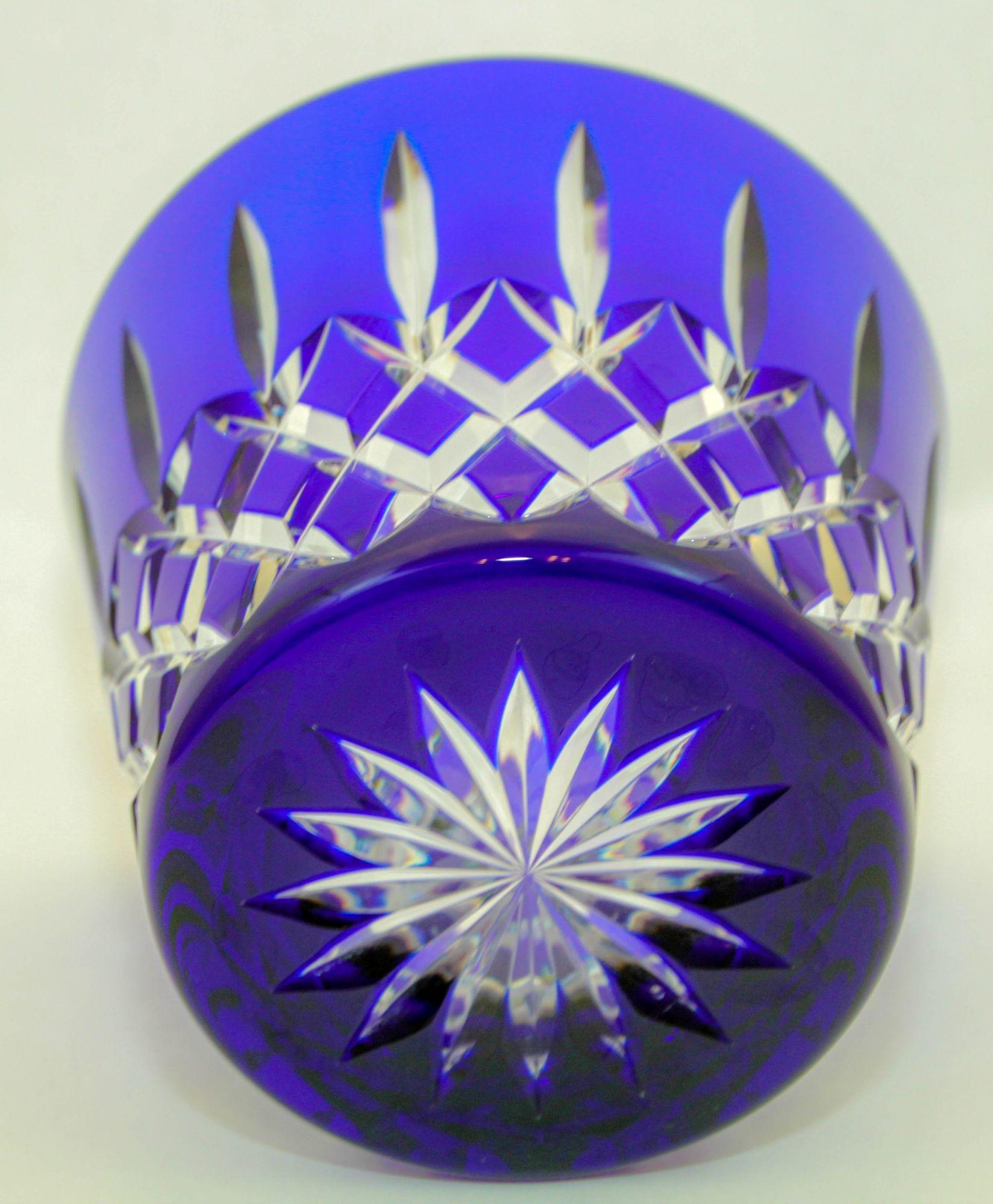 Cubitera de cristal azul cobalto Ajka Arabella Barware 1960 Cristal en venta