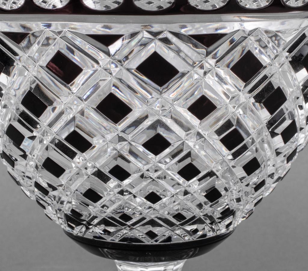 Ajka Attr. Black Cut to Clear Glass Tazza In Good Condition In Astoria, NY