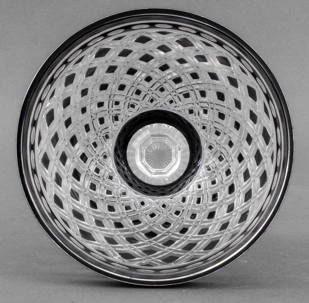 Crystal Ajka Attr. Black Cut to Clear Glass Tazza