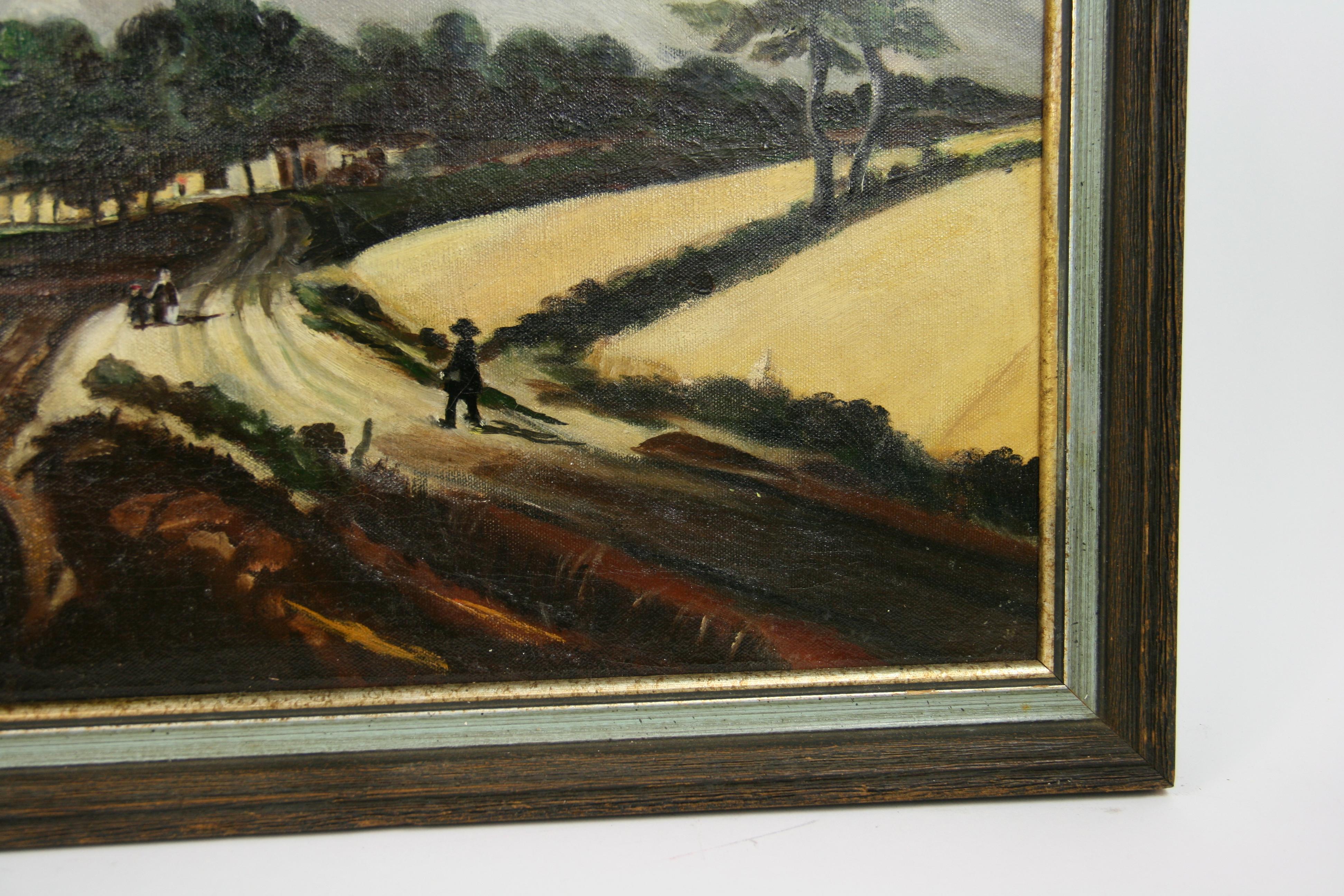 Antique   Dutch Landscape Gathering Storm Clouds  Oil Painting 1920 For Sale 7