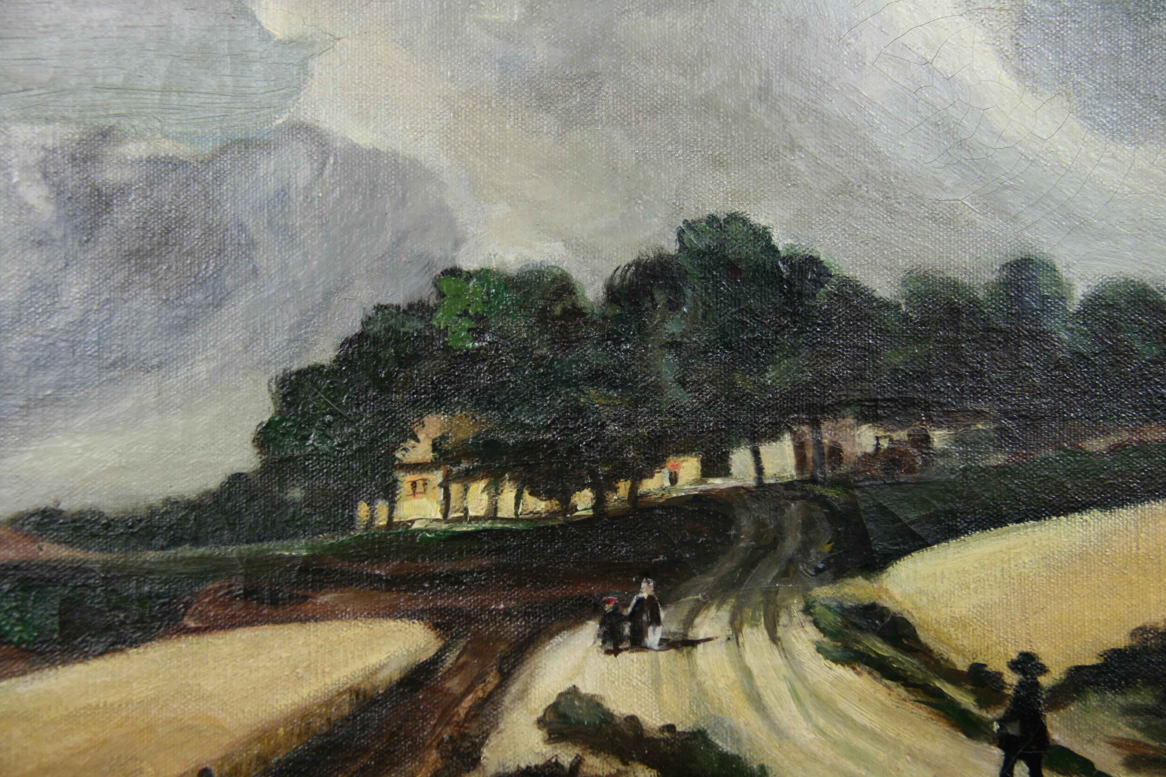 Antike   Englisch  Landschaft, Ölgemälde „Gathering Storm Clouds“, Landschaft, 1920 im Angebot 1