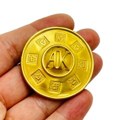 AK ANNE KLEIN signed matte gold lions head logo designer runway brooch