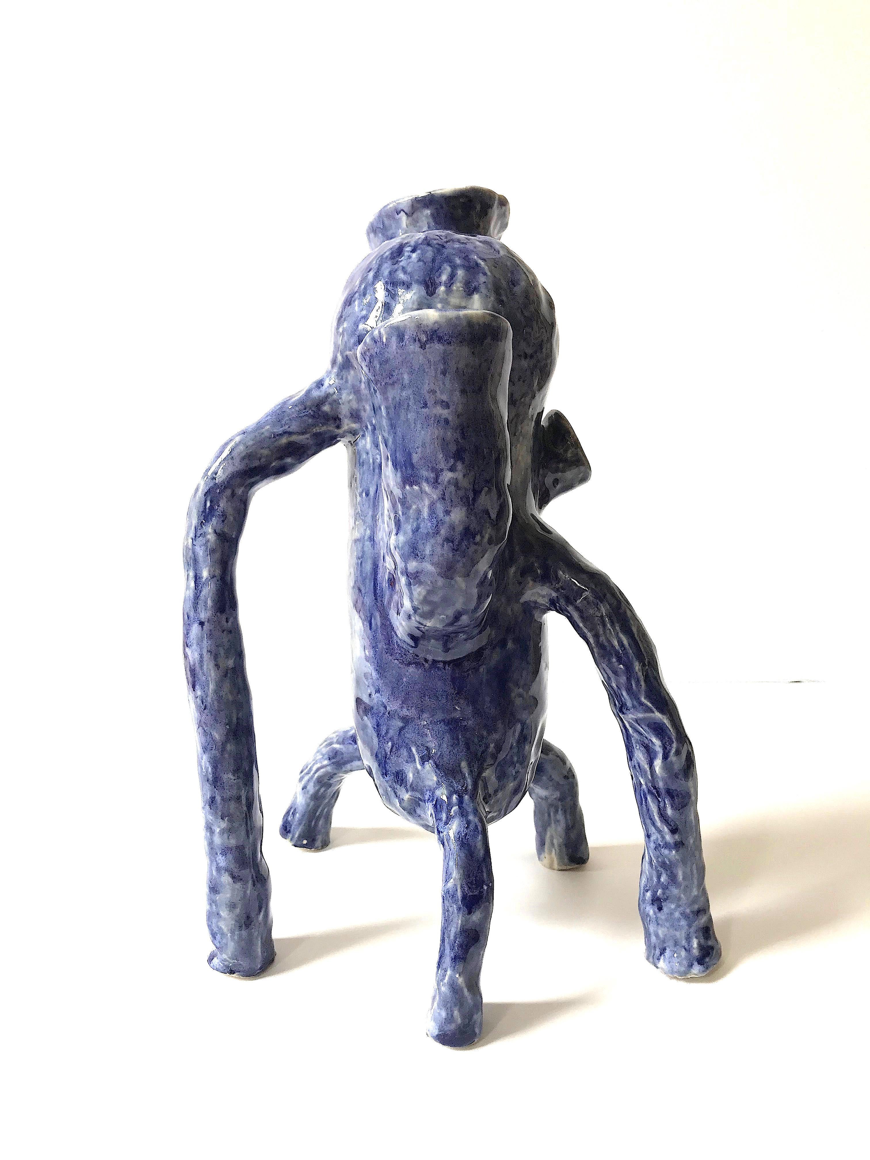 Abstract  Ceramic Vessel Sculpture; 'Creature Medium No. 10' - Gray Abstract Sculpture by Ak Jansen