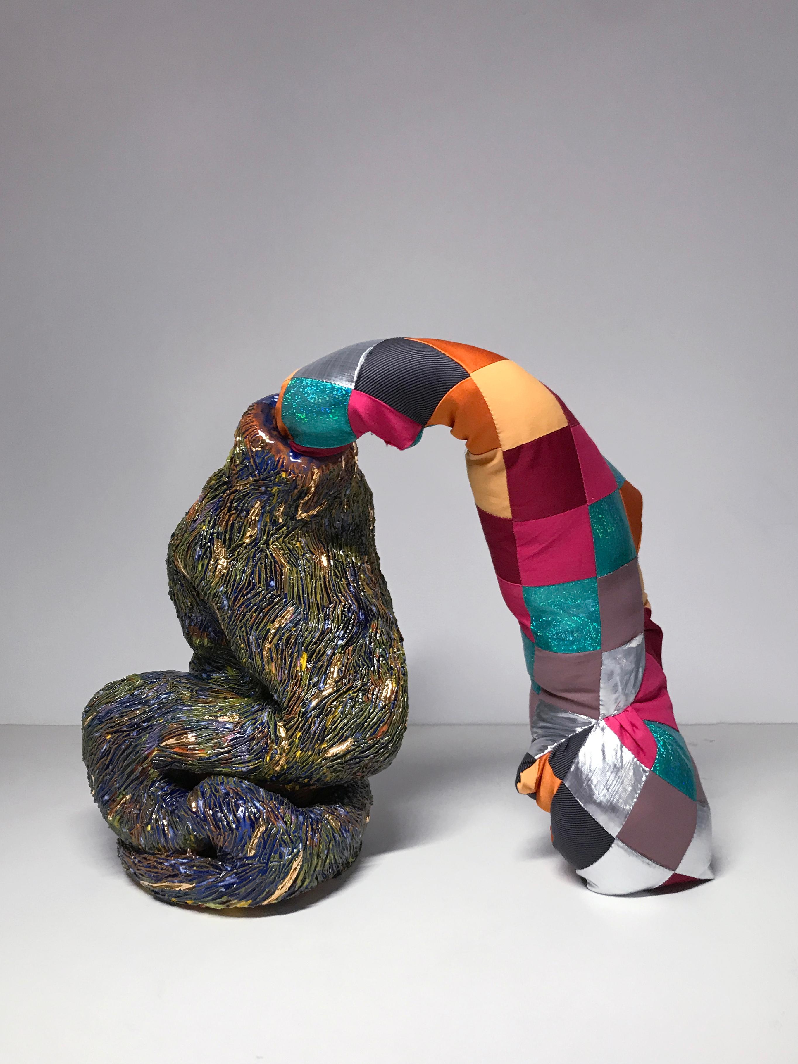 Ceramic and textile sculpture: 'No. 3' - Contemporary Mixed Media Art by Ak Jansen