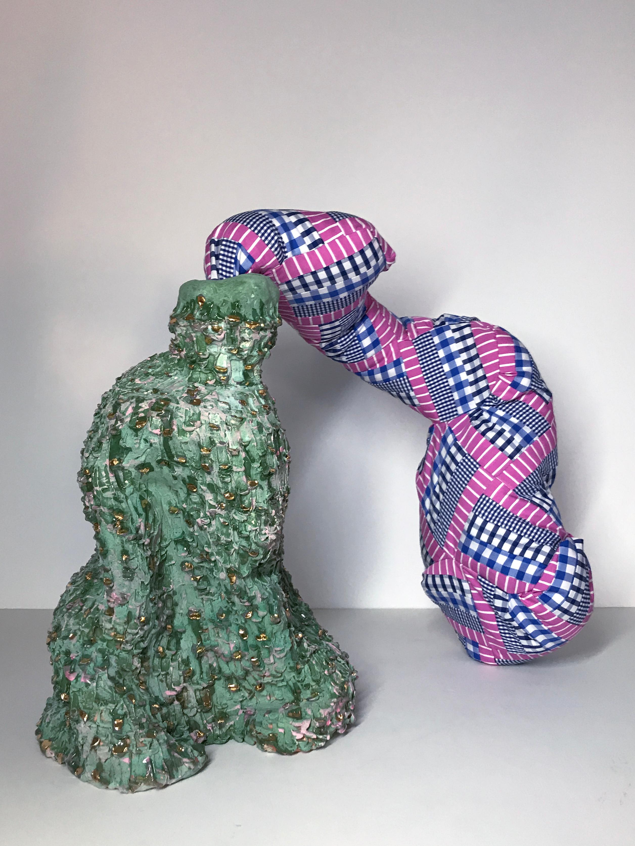 Ceramic and textile sculpture: 'No. 4' - Mixed Media Art by Ak Jansen