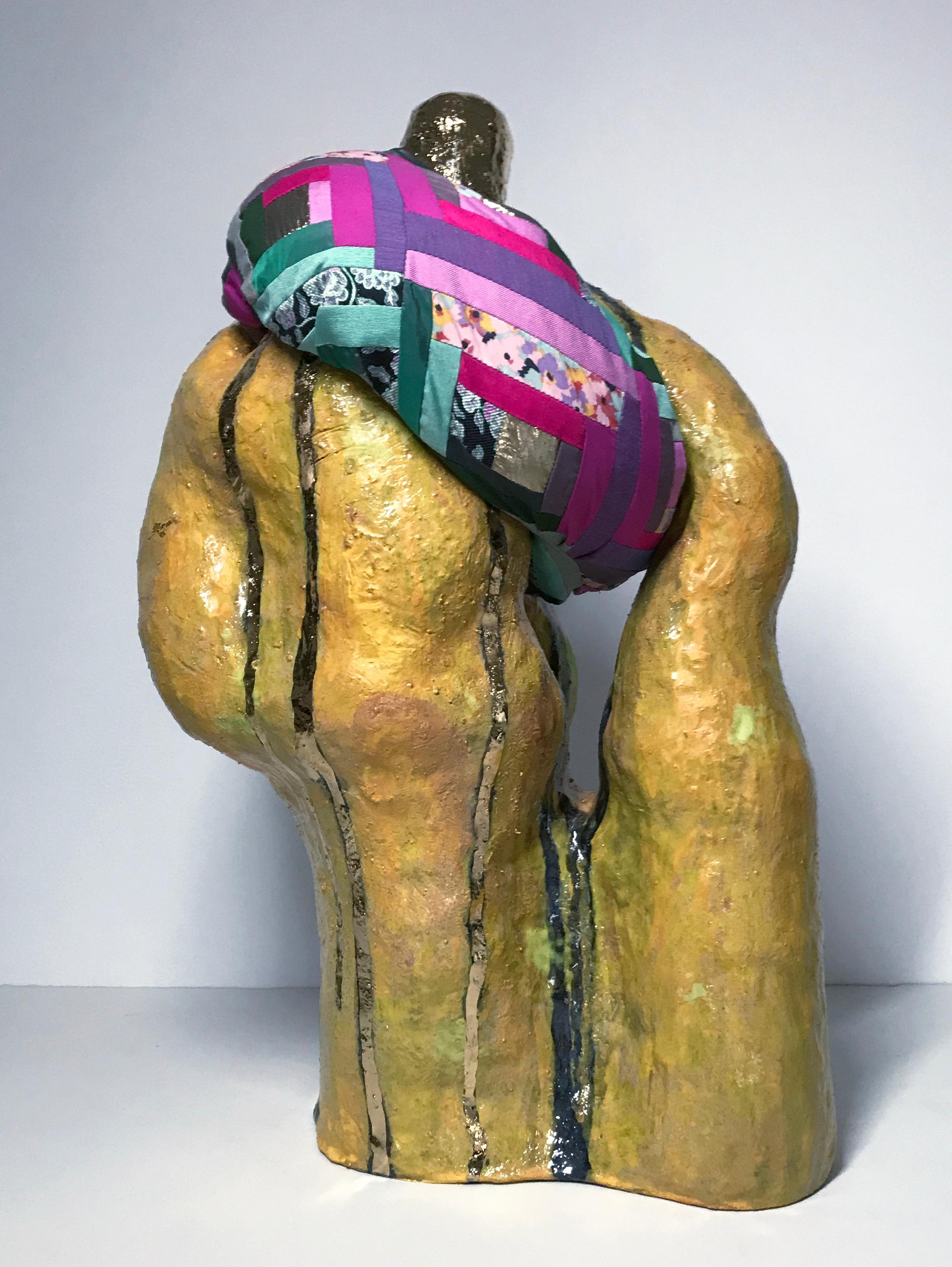 Ceramic and textile sculpture: 'No. 5' - Contemporary Mixed Media Art by Ak Jansen