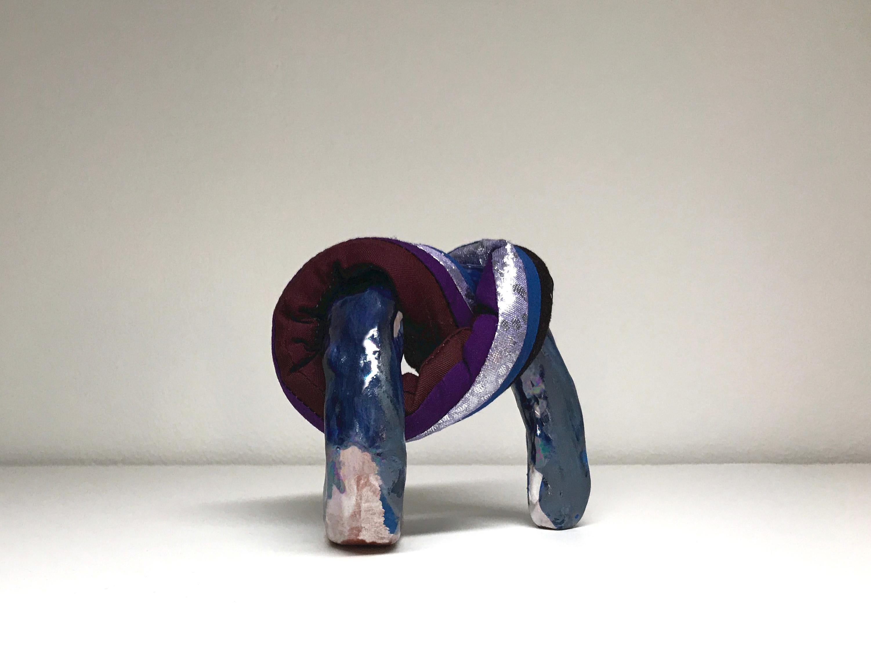 Ceramic and textile small sculpture: 'No. 18' - Sculpture by Ak Jansen