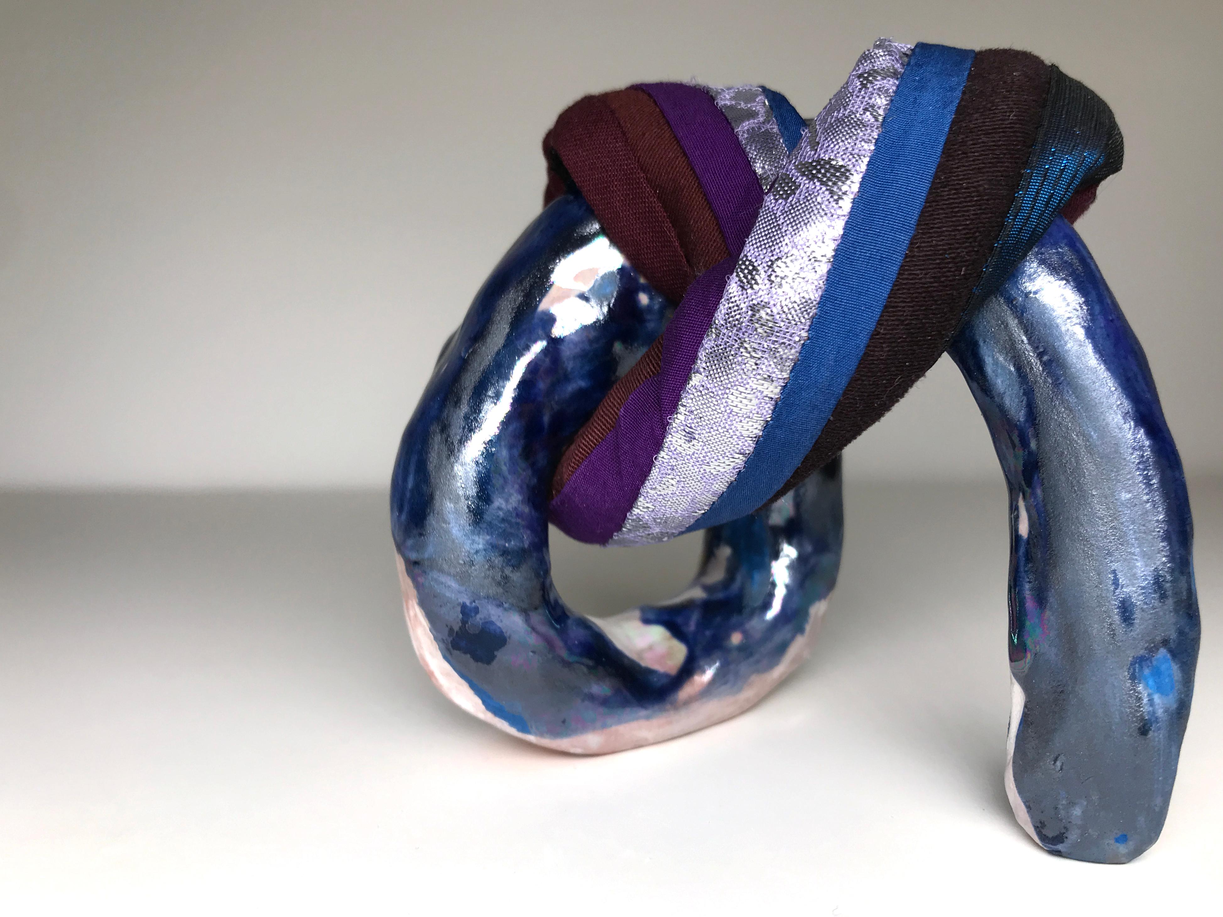 Ceramic and textile small sculpture: 'No. 18' - Contemporary Sculpture by Ak Jansen