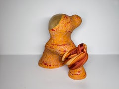 Escultura abstracta mediana de cerámica con textil: "David