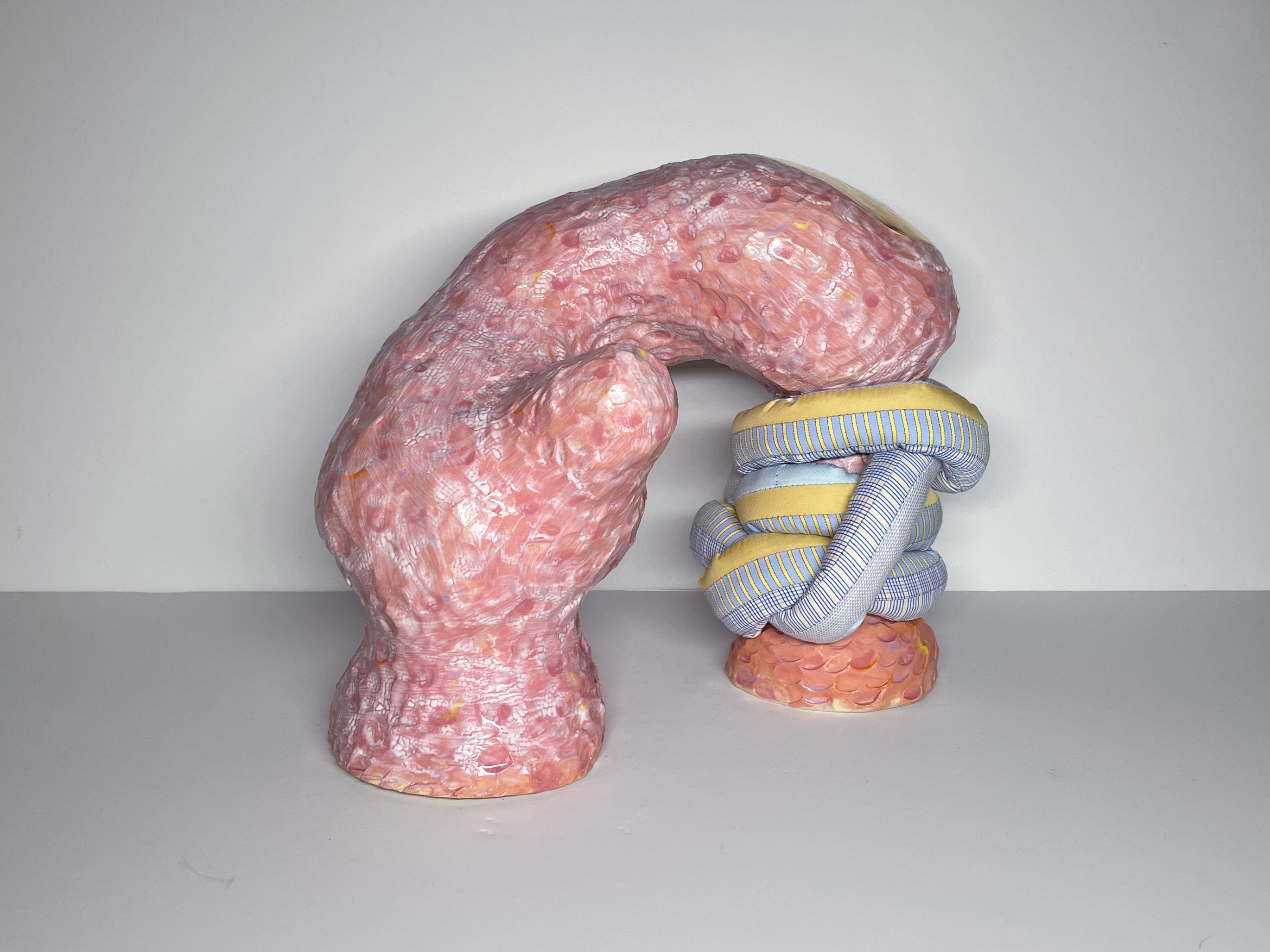 Esta obra forma parte de una nueva colección que abarca cerámica y textiles de Ak Jansen. Nacida en los Países Bajos, la obra de Jansen se ocupa de la homosexualidad tanto en términos poéticos como políticos, y honra la ética de la comunidad queer