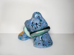 Scultura astratta media in ceramica con tessuto: 'Tijme'